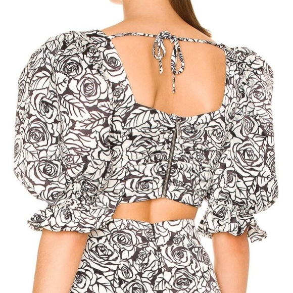 Lovers and Friends Sully Floral Print Puff Sleeve Bobbie Crop Top Size XS - Picture 3 of 11